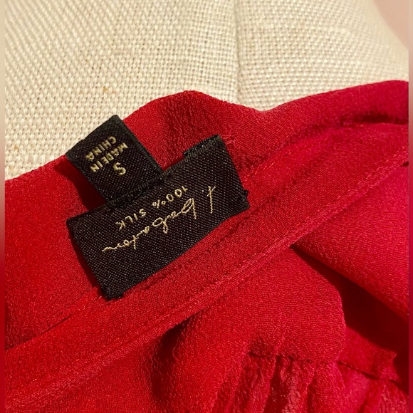 Babaton Red Silk Blouse, Buttons, Size Small - Picture 4 of 4